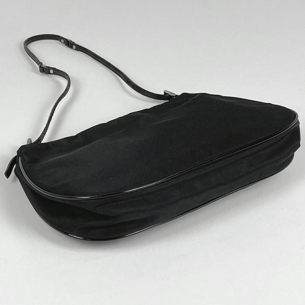Prada Shoulder Logo Hobo Nero Black Bag Plate